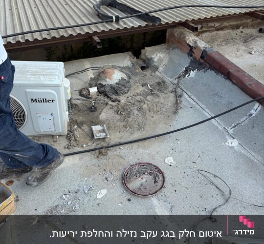 עבודות איטום על גג עם חומרים וכלים שונים